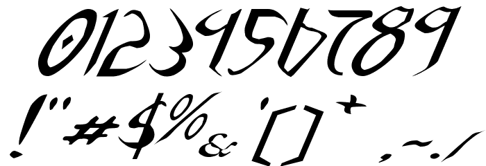 Xaphan Expanded Italic Font OTHER CHARS