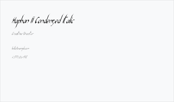 Xaphan II Condensed Italic Business Card