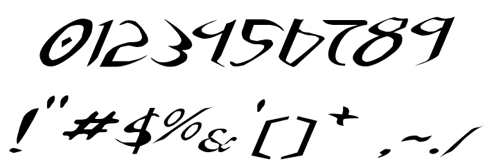 Xaphan II Expanded Italic Font OTHER CHARS