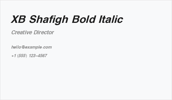 XB Shafigh Bold Italic Business Card