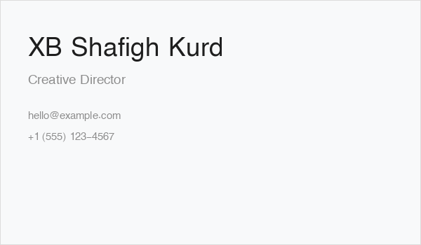 XB Shafigh Kurd Business Card
