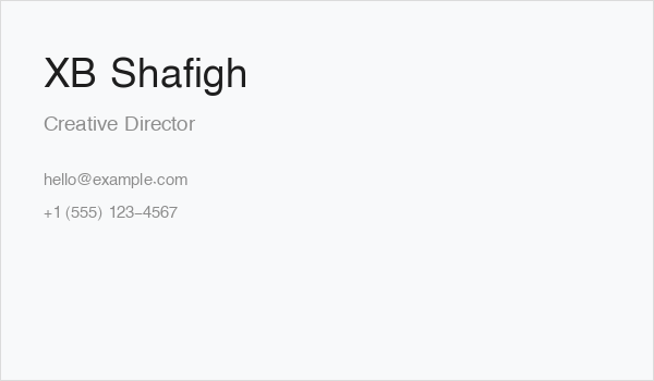 XB Shafigh Business Card