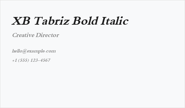 XB Tabriz Bold Italic Business Card