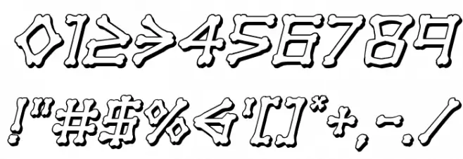 xBONES 3D Italic Font OTHER CHARS