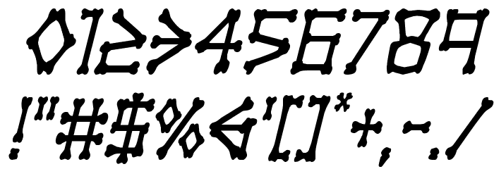 xBONES Condensed Italic Font OTHER CHARS