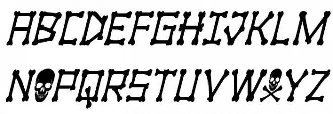 xBONES Condensed Italic Schriftart Groß