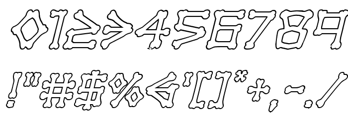 xBONES Outline Italic Font OTHER CHARS