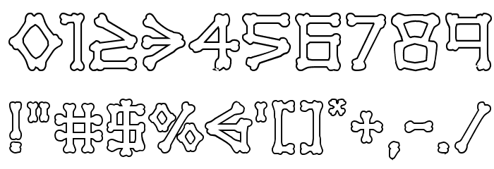 xBONES Outline Font OTHER CHARS