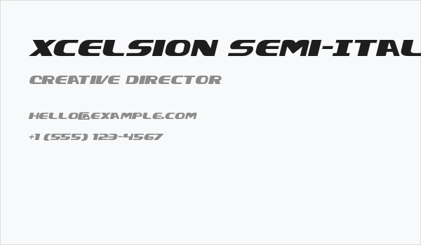 Xcelsion Semi-Italic Semi-Italic Business Card