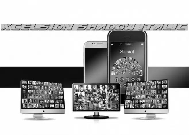 Xcelsion Shadow Italic Шрифта examples
