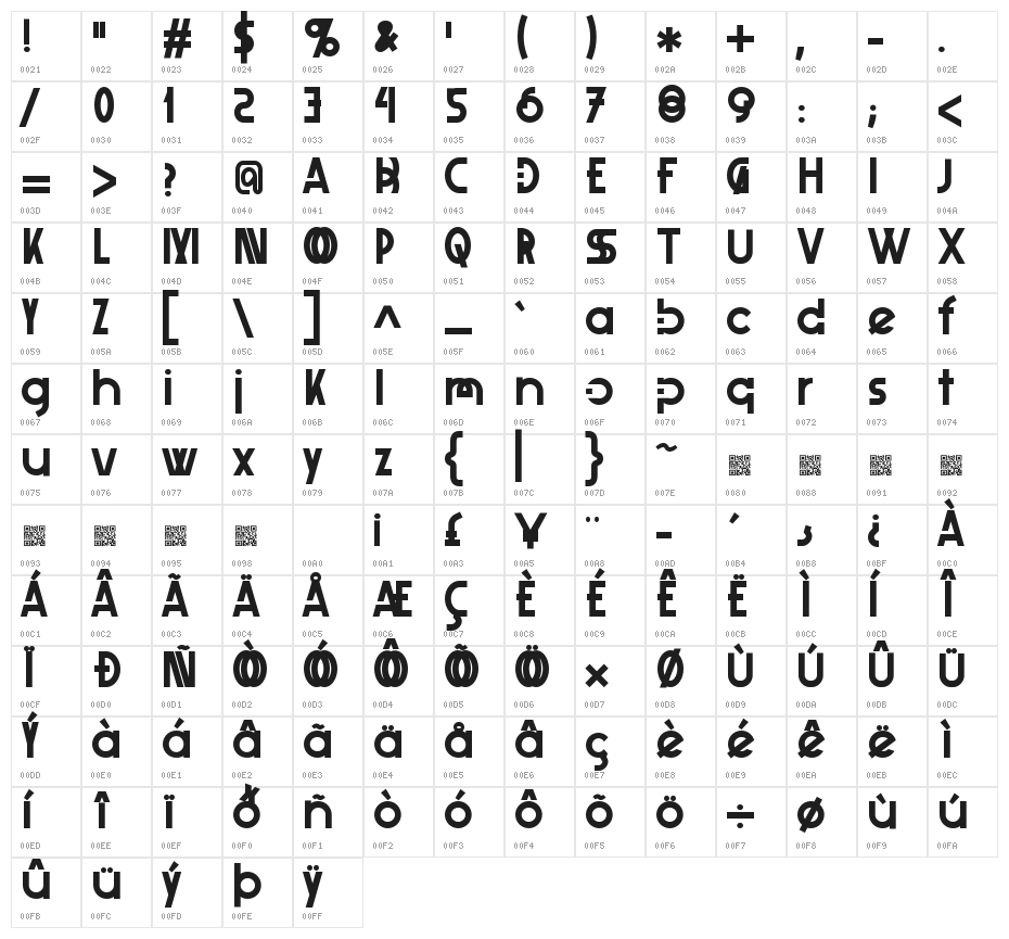 XelitaBold Character Map