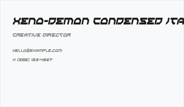 Xeno-Demon Condensed Italic Business Card