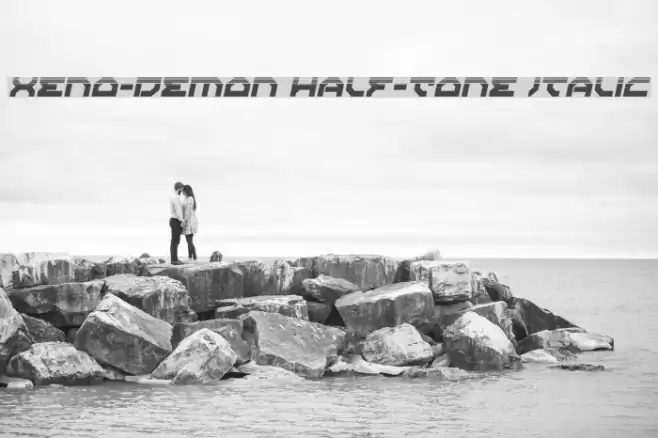 Xeno-Demon Half-Tone Italic Font examples