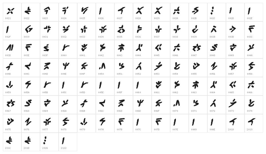 XenoTribalBB-Bold Character Map