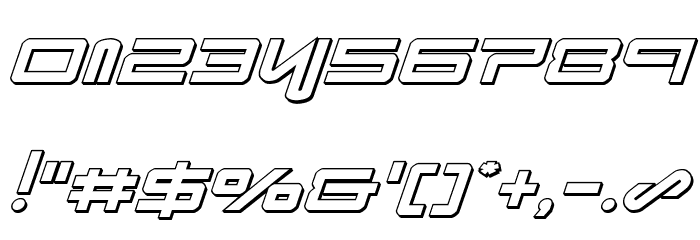 Xephyr 3D Italic Font OTHER CHARS
