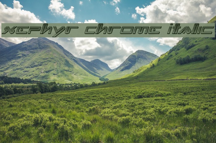 Xephyr Chrome Italic Font examples