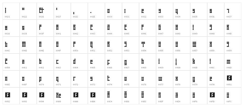 xe Callig Better Regular Character Map
