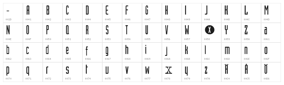 XFiles Character Map