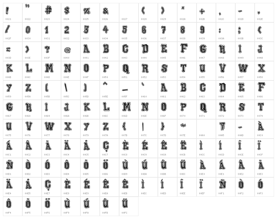 Xilo Galdino Outline Character Map
