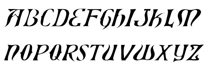 Xiphos Expanded Light Italic Font LOWERCASE