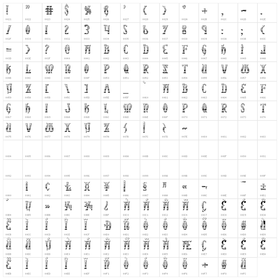 Xiphos Gradient Castle Character Map
