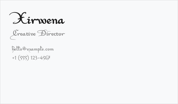 Xirwena Business Card