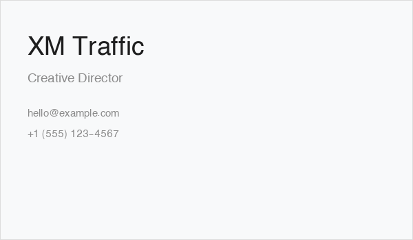 XM Traffic Business Card