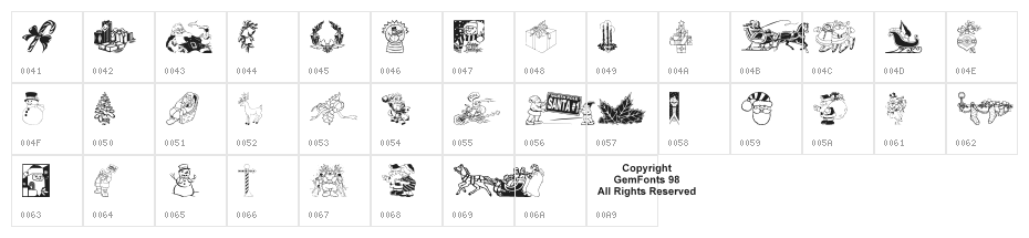 Xmas Clipart 2 Character Map