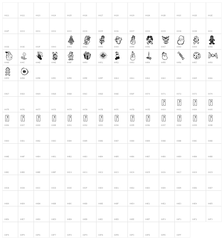 Xmas Doods 2 Character Map