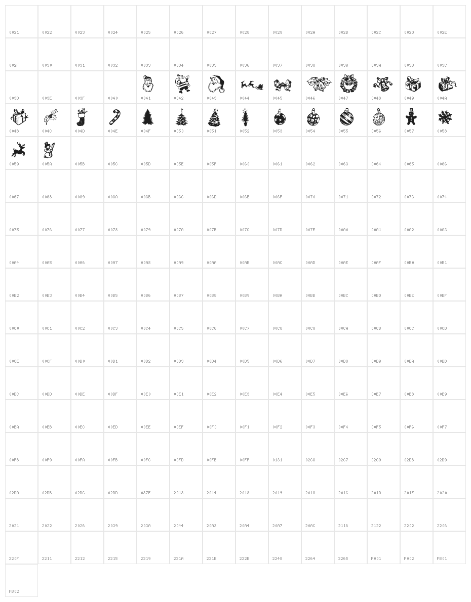 Xmas Doods Character Map