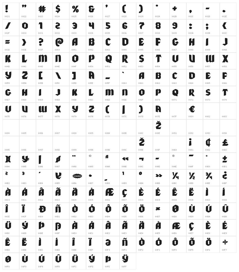 Xmas Xpress Expanded Character Map