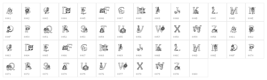 XmasAlpha Character Map