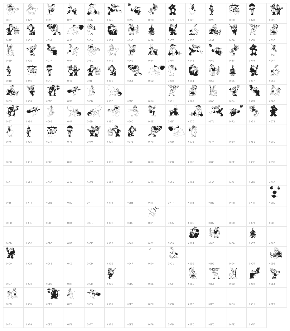 XmasBatzz Character Map