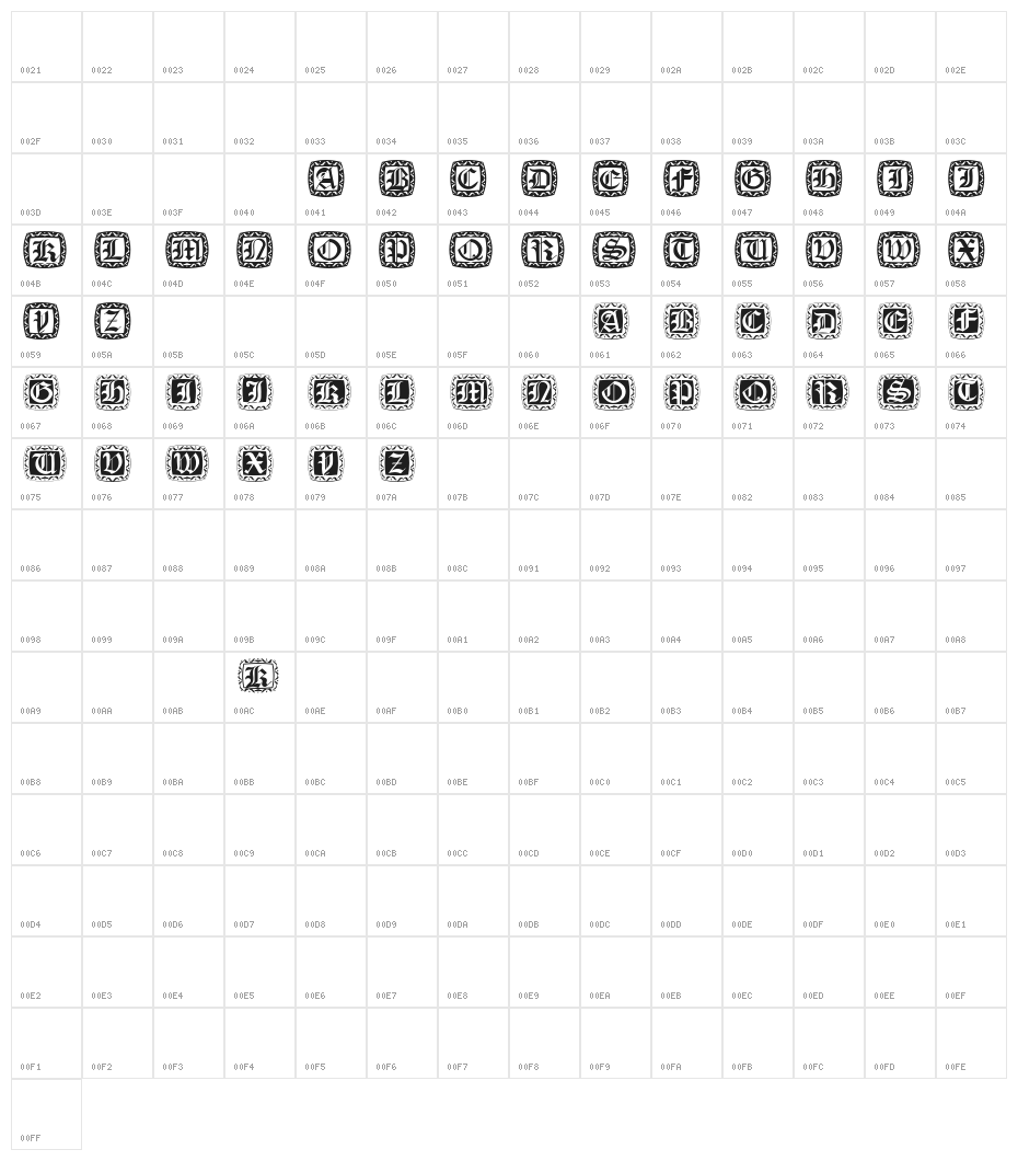 XmasCapsRound Character Map