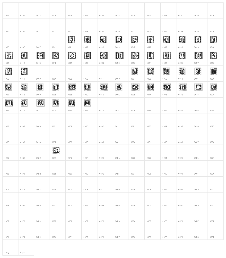 XmasCaps Character Map