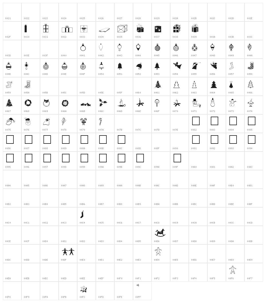 XmasDings Character Map