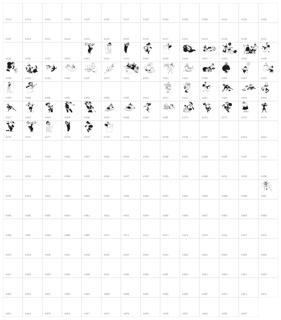 XmasOne Character Map