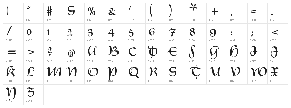 XmasTerpieceRegular Character Map