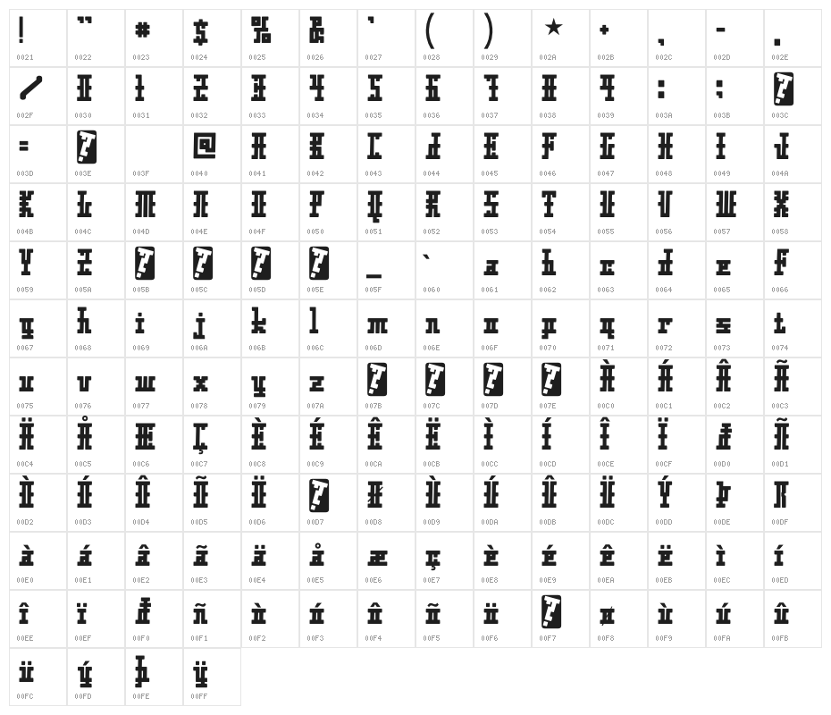 Xolto-Regular Character Map