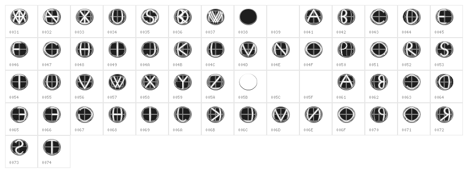 XPFourTwoContour Medium Character Map