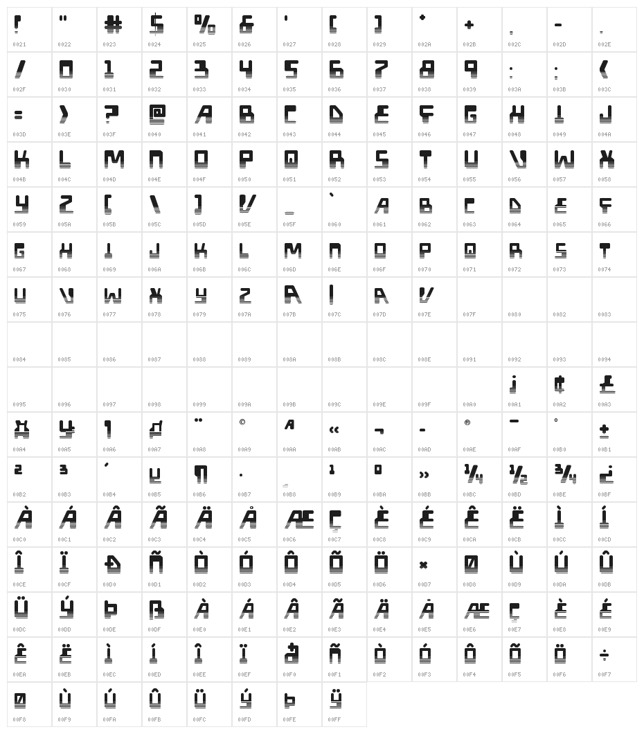 Xped Halftone Character Map