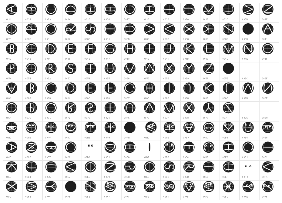 XperimentypoFSBlack Character Map