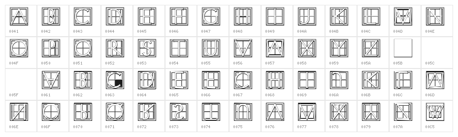 XperimentypoThree-C-Square Character Map