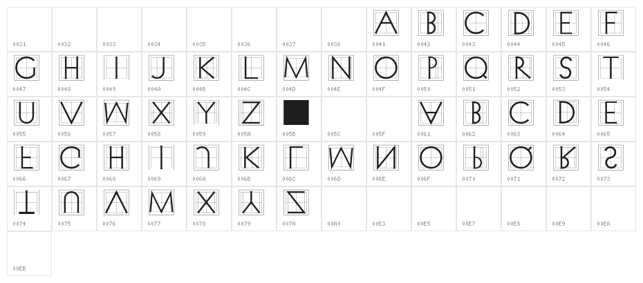 XperimentypoThree Squares Character Map