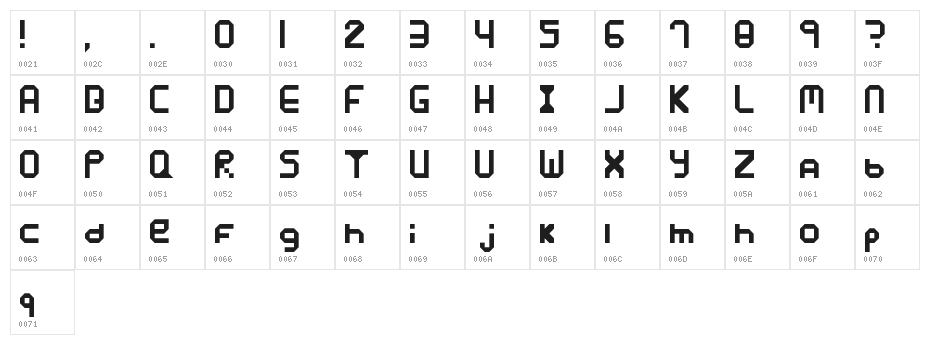 Xposure Regular Character Map