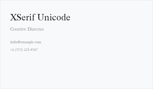 XSerif Unicode Business Card