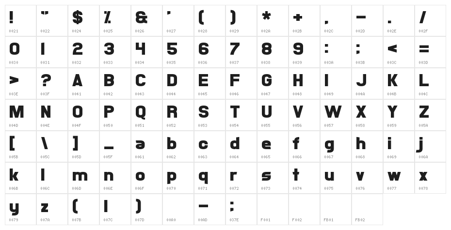 Xsotik Character Map