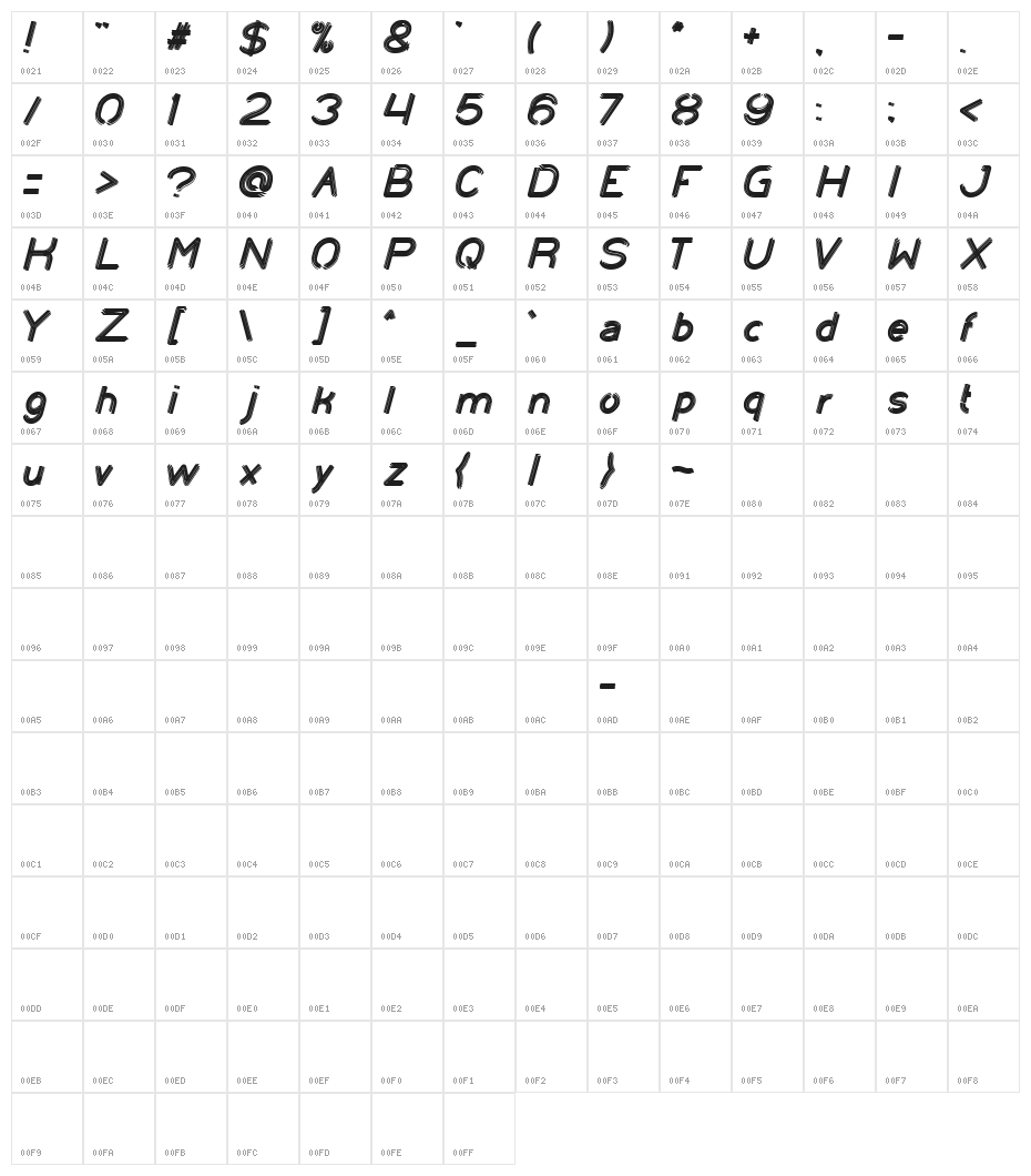 XTRAPOWER Character Map