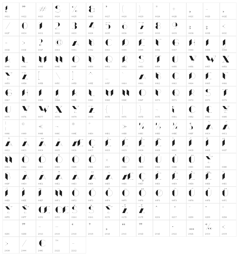 Xthlx-Medium Character Map