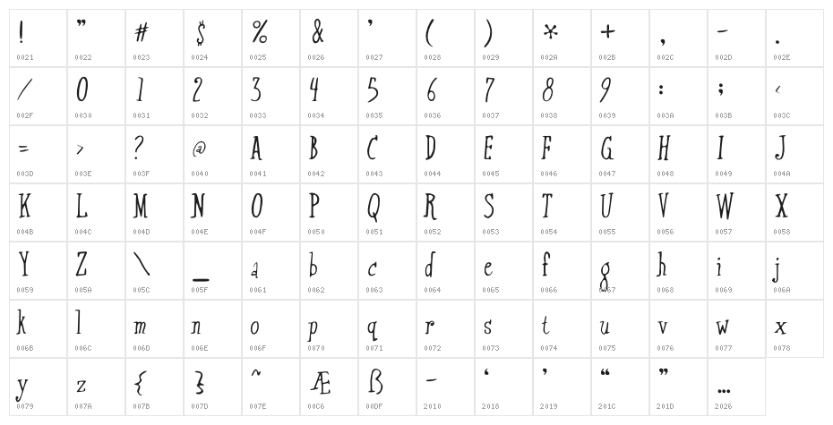 Xtraflexidisc-Regular Character Map